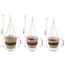 vidaXL Tengeri fű növénytartók 3 pcs Természetes és Fekete Ø26 x 19 cm