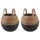 vidaXL Kézi növényedény 2 pcs Fekete Ø 22 x 20 cm 100% Tengeri fű