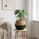 vidaXL Kézi növényedény Fekete Ø 32 x 32 cm 100% Tengeri fű