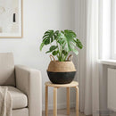vidaXL Kézi növényedény Fekete Ø 45 x 36 cm 100% Tengeri fű