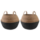 vidaXL Kézi növényedény 2 pcs Fekete Ø 45 x 36 cm 100% Tengeri fű