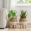 vidaXL Kézi növényedény 2 db Fehér Ø 45 x 36 cm 100% Tengeri fű