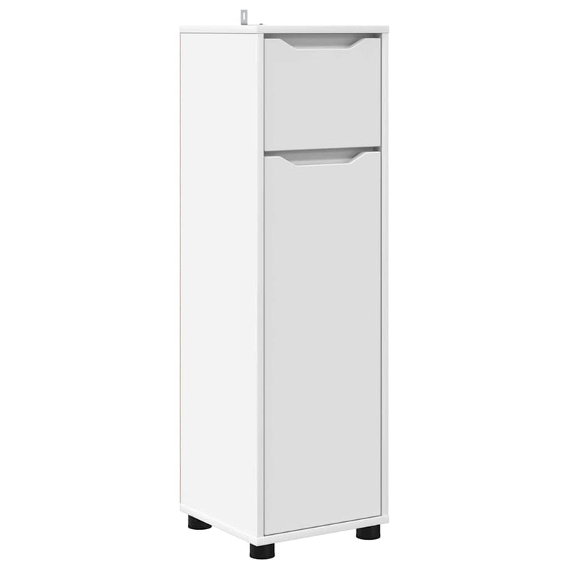 vidaXL Fürdőszoba Székény fiókkal Fehér 30,5 x 30 x 101 cm Faanyag