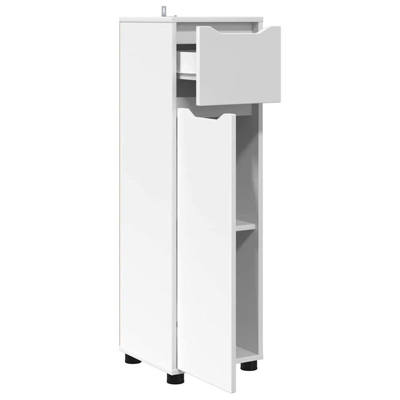 vidaXL Fürdőszoba Székény fiókkal Fehér 30,5 x 30 x 101 cm Faanyag