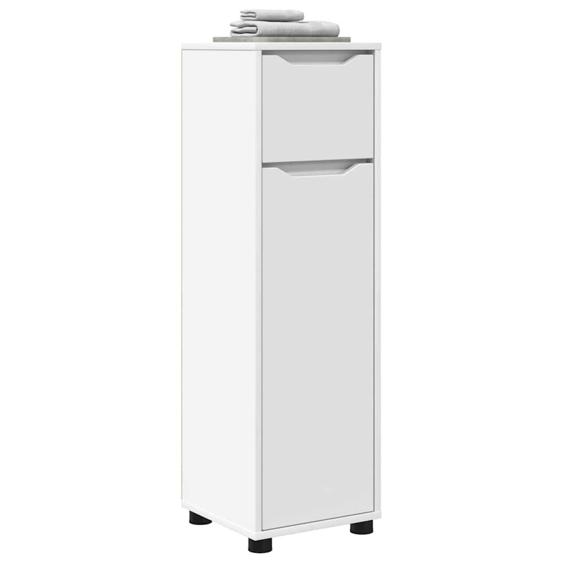 vidaXL Fürdőszoba Székény fiókkal Fehér 30,5 x 30 x 101 cm Faanyag