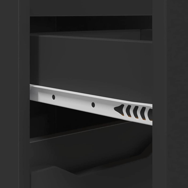 vidaXL Fürdőszoba Székény fiókkal Fekete 30,5 x 30 x 101 cm Faanyag