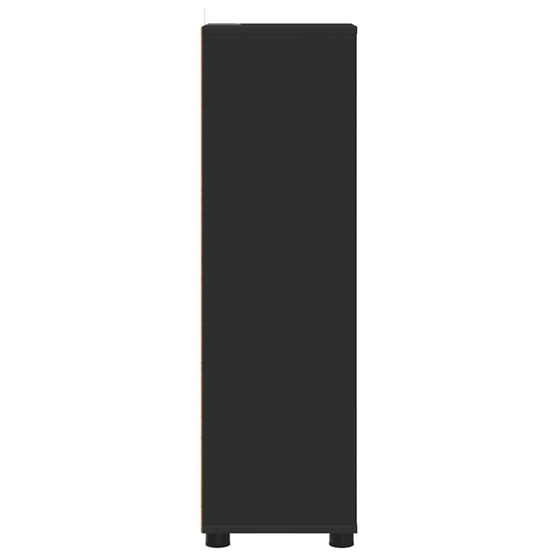 vidaXL Fürdőszoba Székény fiókkal Fekete 30,5 x 30 x 101 cm Faanyag