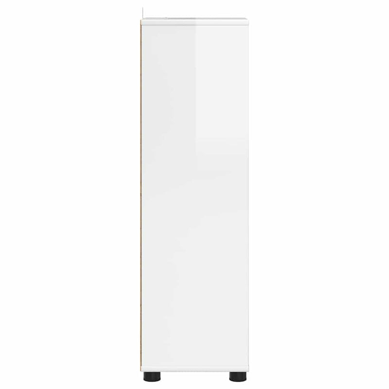 vidaXL Fürdőszoba Székény Magas Fényű Fehér 30,5 x 30 x 101 cm Faanyag