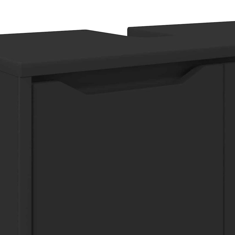 vidaXL Fürdőszoba mosdószekrény ajtóval Fekete 60 x 30 x 60 cm Faanyag