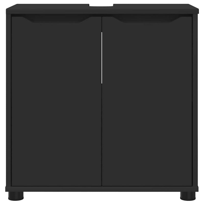 vidaXL Fürdőszoba mosdószekrény ajtóval Fekete 60 x 30 x 60 cm Faanyag