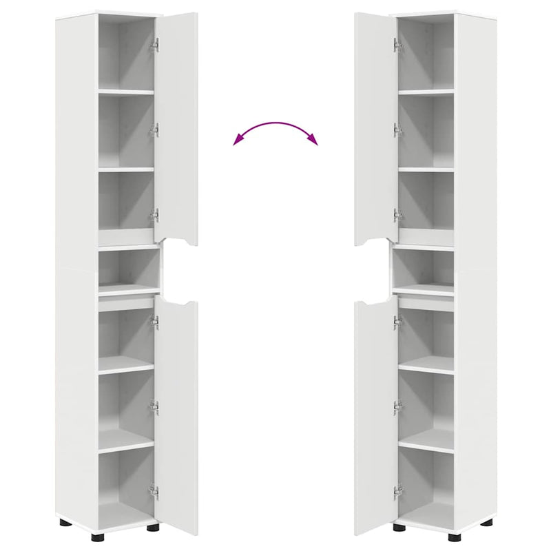 vidaXL Fürdőszoba Székény polcokkal Fehér 30,5 x 30 x 195 cm Faanyag