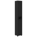 vidaXL Fürdőszoba Székény polcokkal Fekete 30,5 x 30 x 195 cm Faanyag