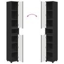 vidaXL Fürdőszoba Székény polcokkal Fekete 30,5 x 30 x 195 cm Faanyag