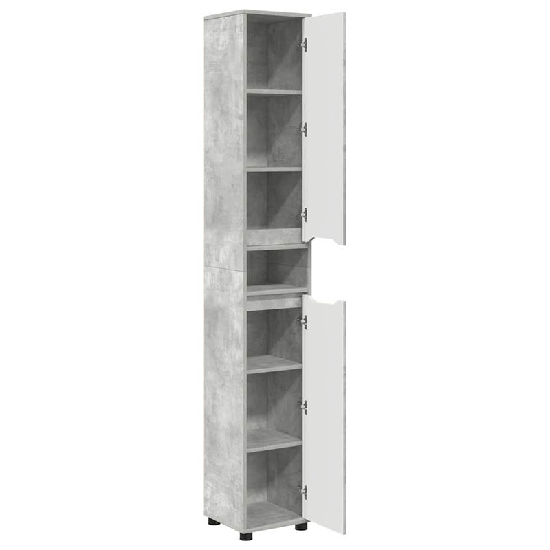 vidaXL Fürdőszoba Székény Beton Szürke 30,5 x 30 x 195 cm Faanyag