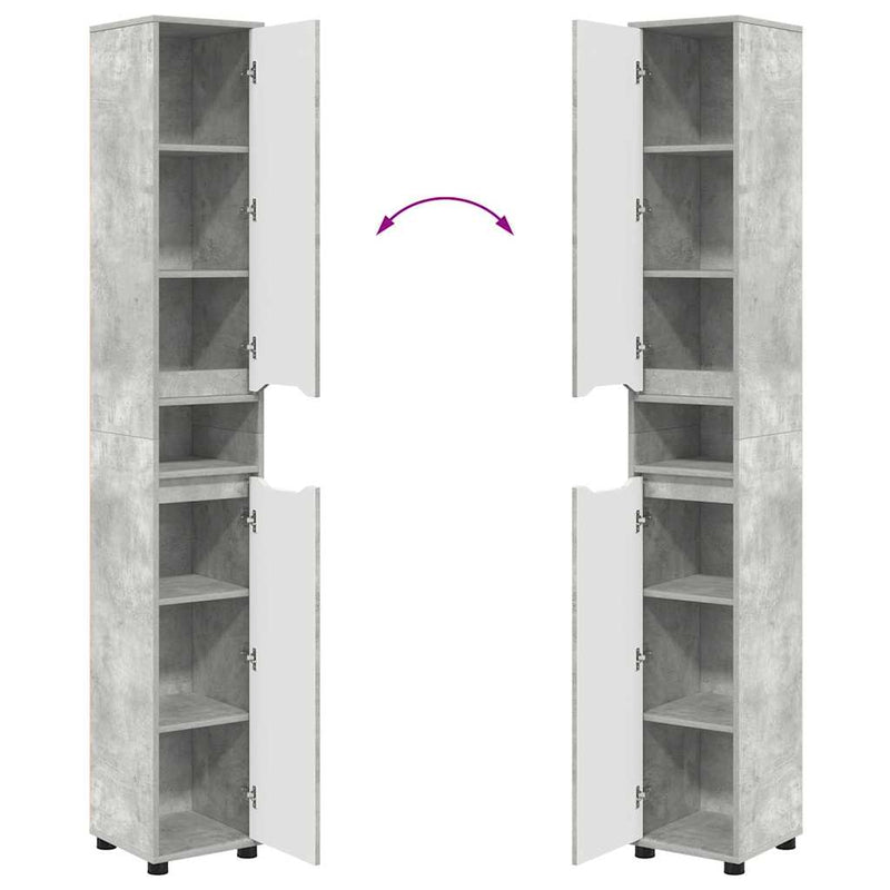 vidaXL Fürdőszoba Székény Beton Szürke 30,5 x 30 x 195 cm Faanyag