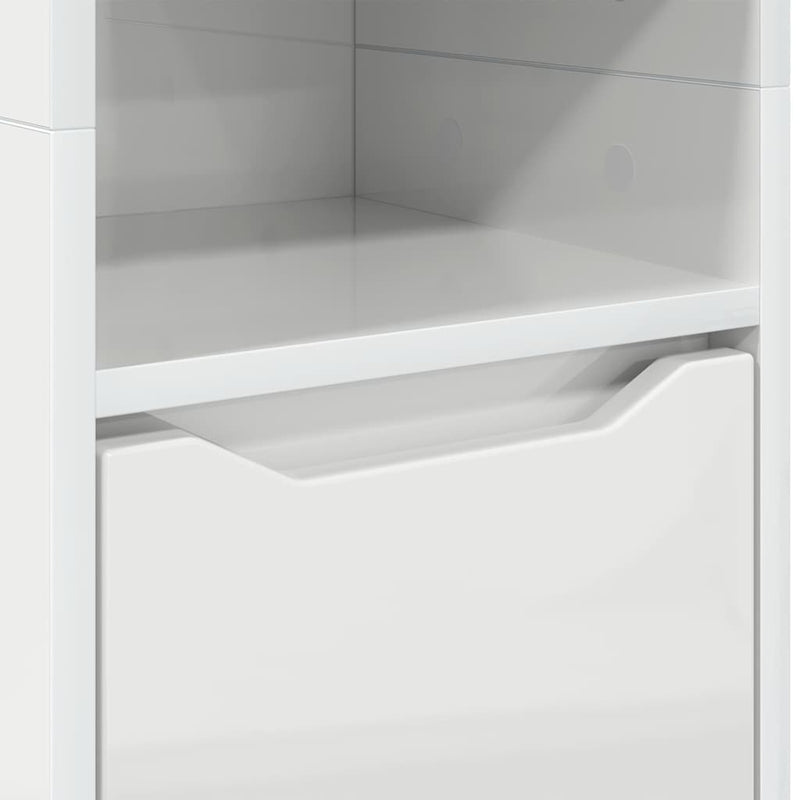 vidaXL Fürdőszoba Székény Magas Fényű Fehér 30,5 x 30 x 195 cm Faanyag