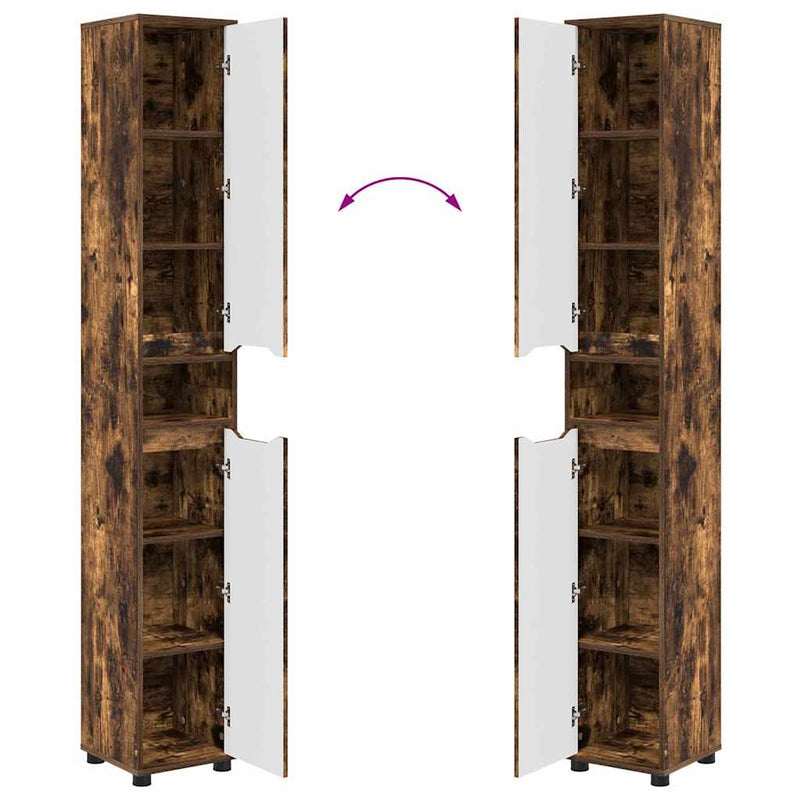 vidaXL Fürdőszoba Székény Füstölt tölgy 30,5 x 30 x 195 cm Faanyag