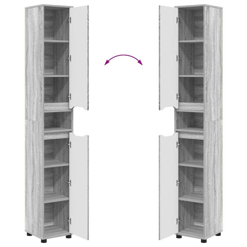 vidaXL Fürdőszoba Székény Szürke Sonoma 30,5 x 30 x 195 cm Faanyag