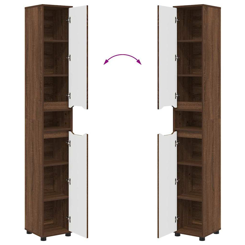 vidaXL Fürdőszoba Székény Barna Tölgy 30,5 x 30 x 195 cm Faanyag