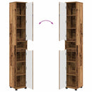 vidaXL Fürdőszoba Székény polcokkal Öreg fa 30,5 x 30 x 195 cm Faanyag