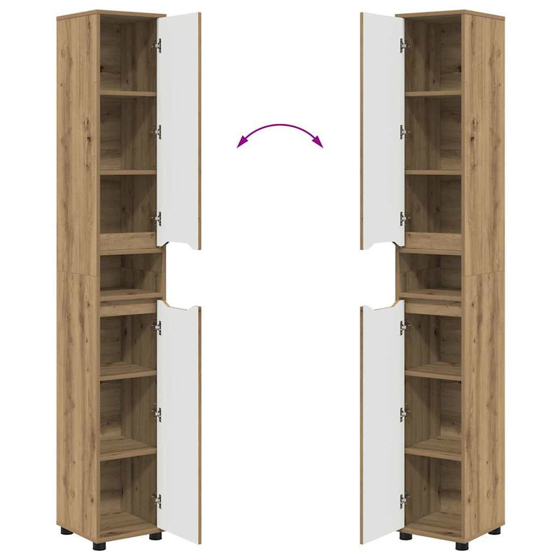 vidaXL Fürdőszoba Székény Artisan tölgy 30,5 x 30 x 195 cm Faanyag