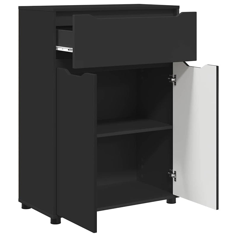 vidaXL Fürdőszoba Székény fiókkal Fekete 72,5 x 36,5 x 100 cm Faanyag