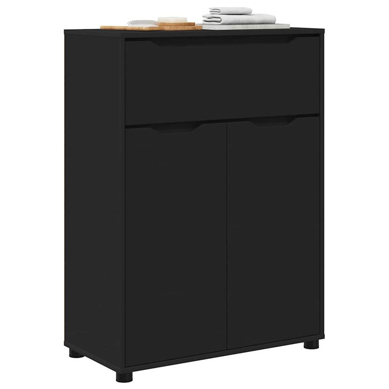 vidaXL Fürdőszoba Székény fiókkal Fekete 72,5 x 36,5 x 100 cm Faanyag