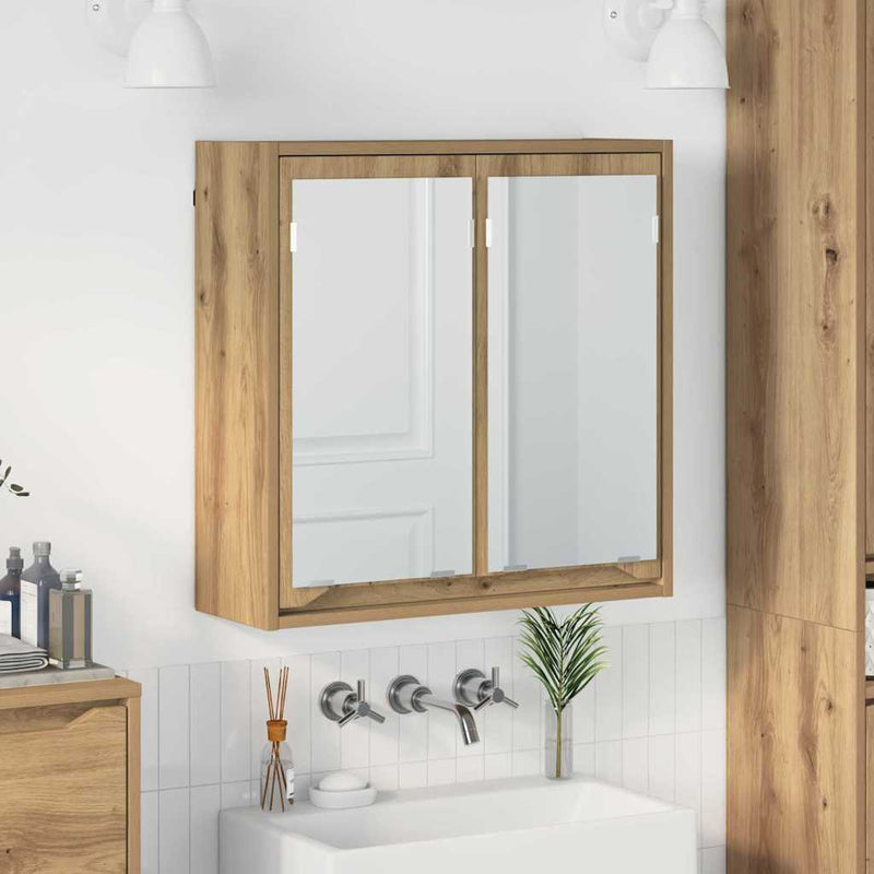 vidaXL Fürdőszobai tükörszekrény Artisan tölgy 60 x 20 x 60 cm Faanyag