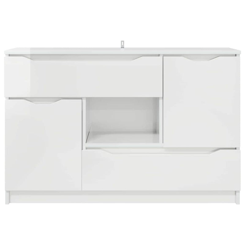 vidaXL Széf fiókkal Magas Fényű Fehér 100 x 30 x 65,6 Faanyag