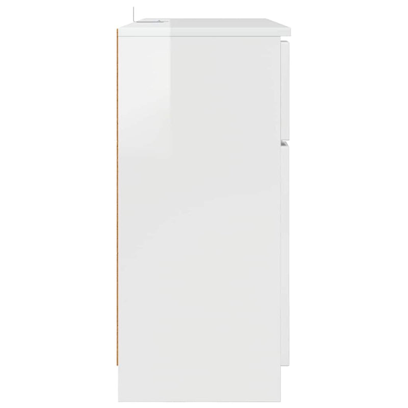 vidaXL Széf fiókkal Magas Fényű Fehér 100 x 30 x 65,6 Faanyag