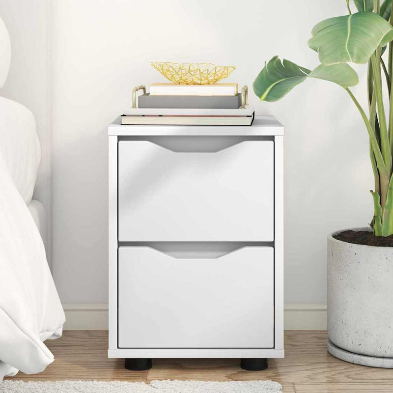 vidaXL Éjjeli asztal fiókkal Fehér 30,5 x 30 x 43 cm Faanyag