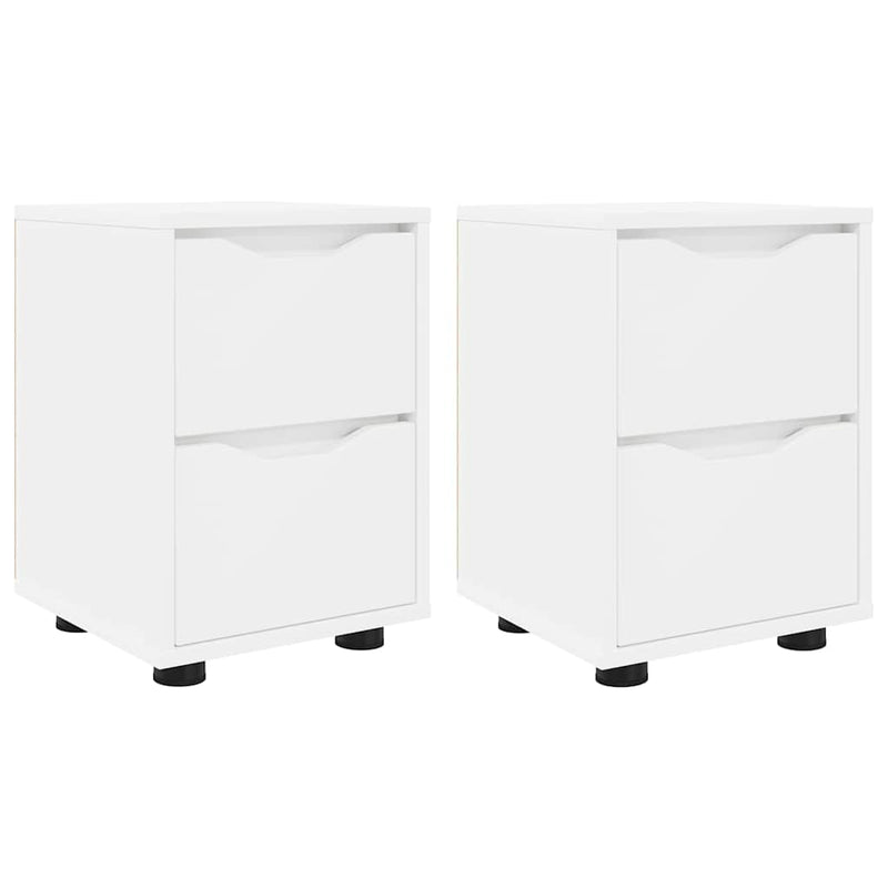 vidaXL Éjjeliszekrények fiókkal 2 pcs Fehér 30,5 x 30 x 43 cm Faanyag