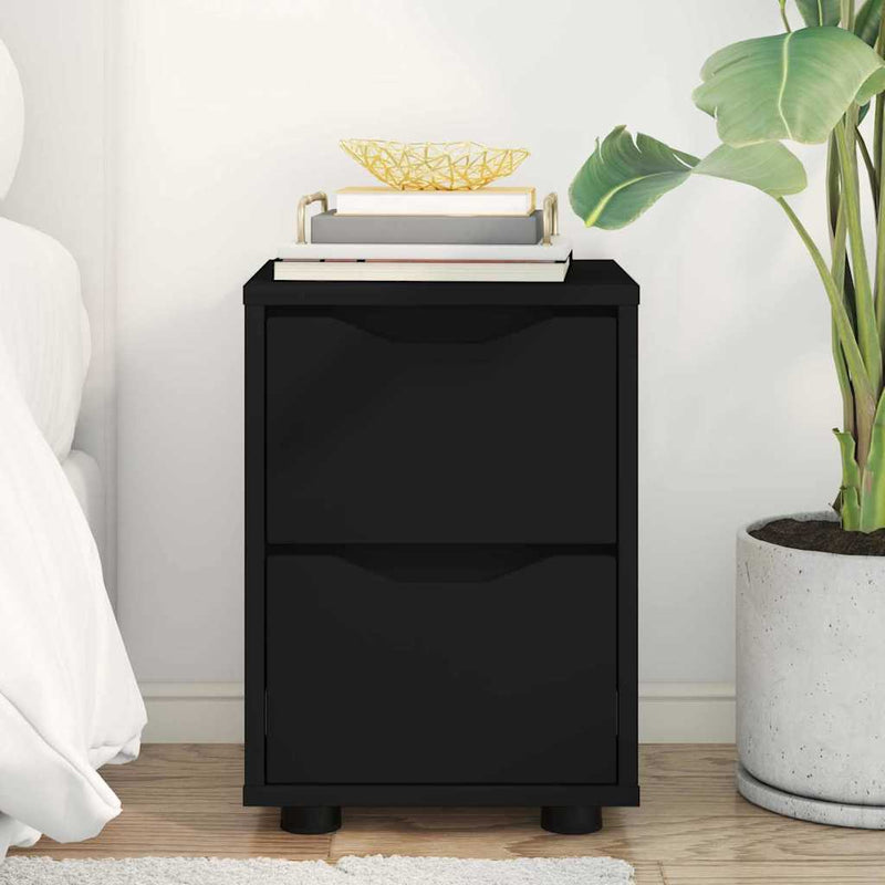 vidaXL Éjjeli asztal fiókkal Fekete 30,5 x 30 x 43 cm Faanyag