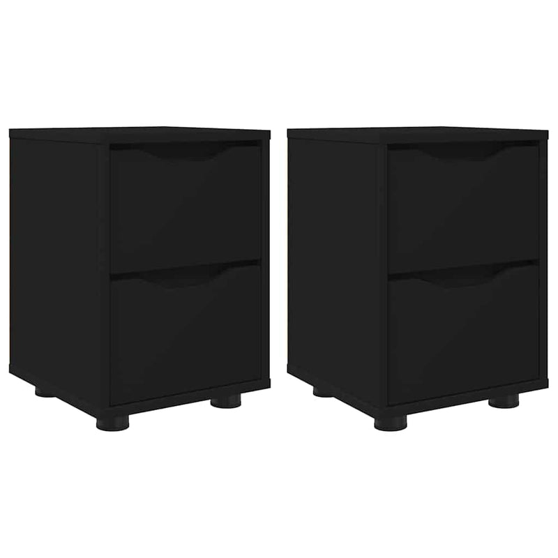 vidaXL Éjjeliszekrények fiókkal 2 pcs Fekete 30,5 x 30 x 43 cm Faanyag