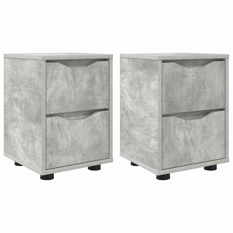 vidaXL Éjjeliszekrények 2 pcs Beton Szürke 30,5 x 30 x 43 cm Faanyag
