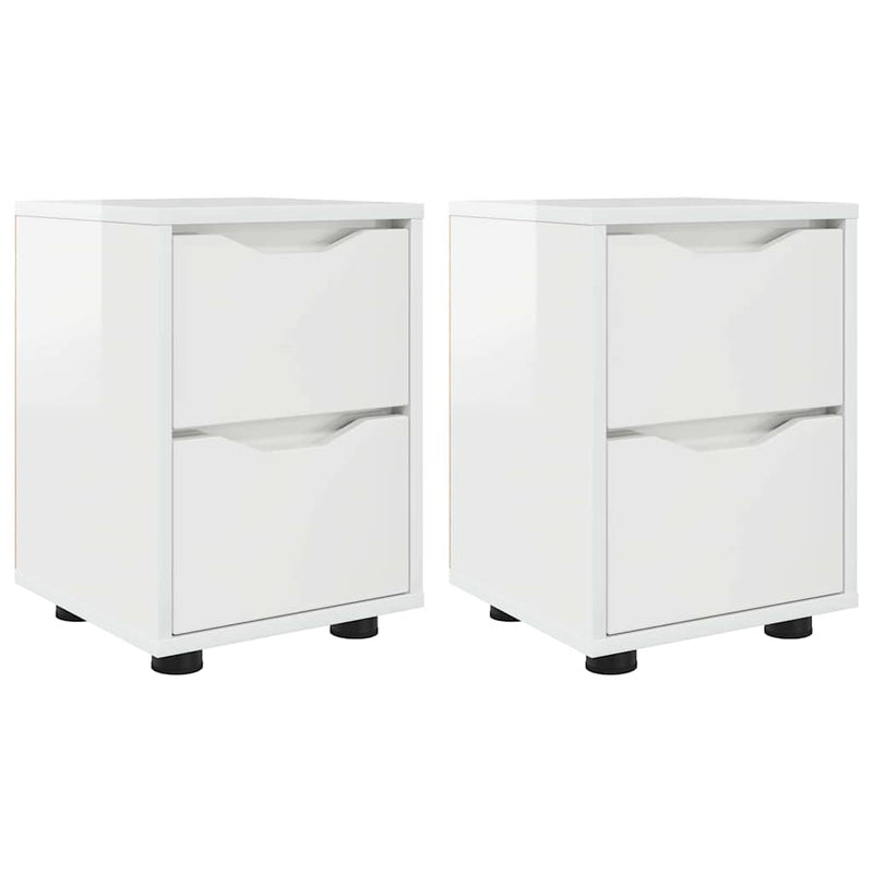 vidaXL Éjjeliszekrények 2 pcs Magas Fényű Fehér 30,5 x 30 x 43 cm