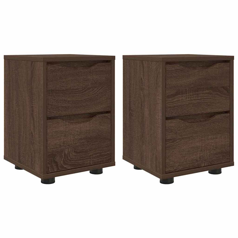 vidaXL Éjjeliszekrények 2 pcs Barna Tölgy 30,5 x 30 x 43 cm Faanyag
