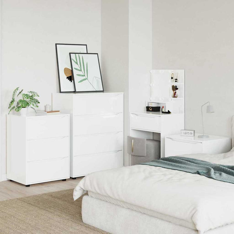 vidaXL Tárolószekrény Magas Fényű Fehér 60 x 48 x 81 cm Faanyag