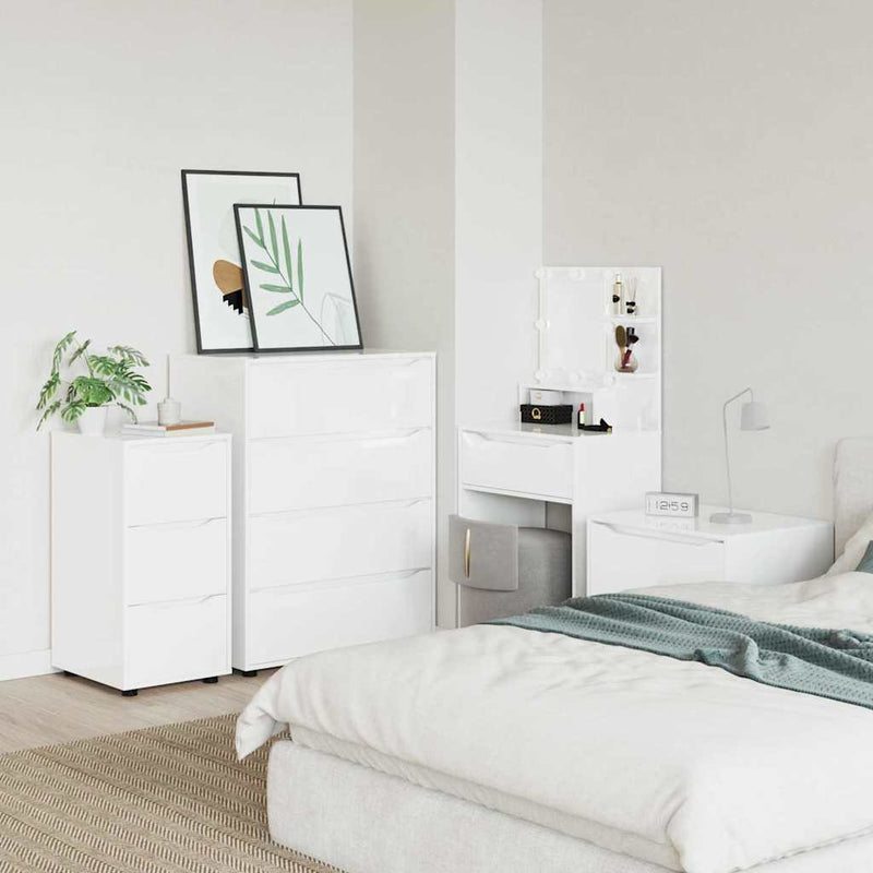 vidaXL Tárolószekrény Magas Fényű Fehér 40 x 48 x 81 cm Faanyag