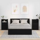 vidaXL Éjjeliszekrények fiókkal 2 pcs Fekete 40 x 30 x 467 cm Faanyag