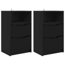 vidaXL Éjjeliszekrények fiókkal 2 pcs Fekete 40 x 30 x 467 cm Faanyag