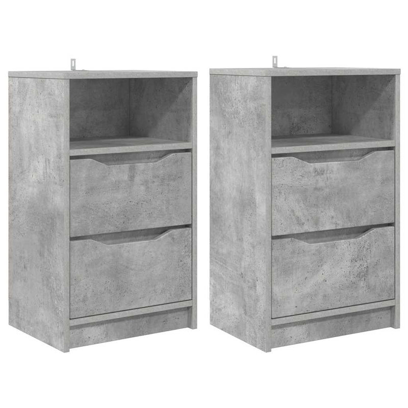 vidaXL Éjjeliszekrények 2 pcs Beton Szürke 40 x 30 x 467 cm Faanyag