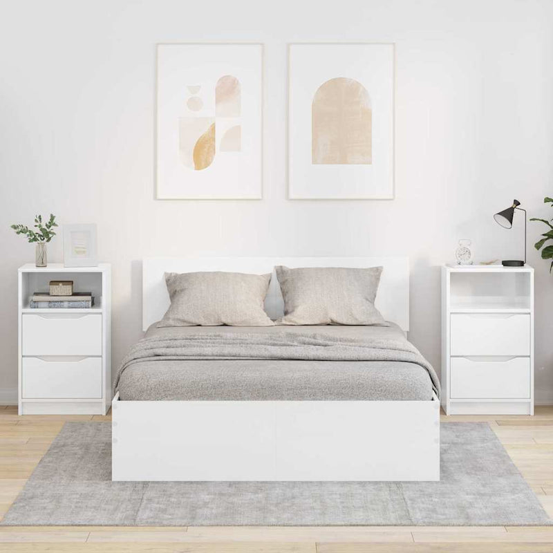 vidaXL Éjjeliszekrények 2 pcs Magas Fényű Fehér 40 x 30 x 467 cm