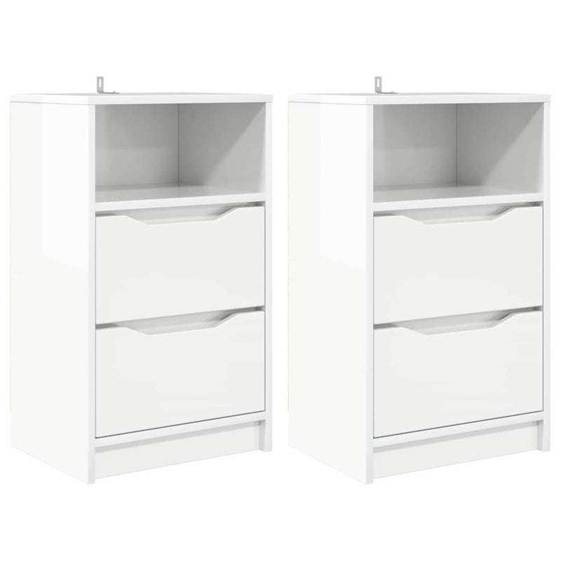 vidaXL Éjjeliszekrények 2 pcs Magas Fényű Fehér 40 x 30 x 467 cm