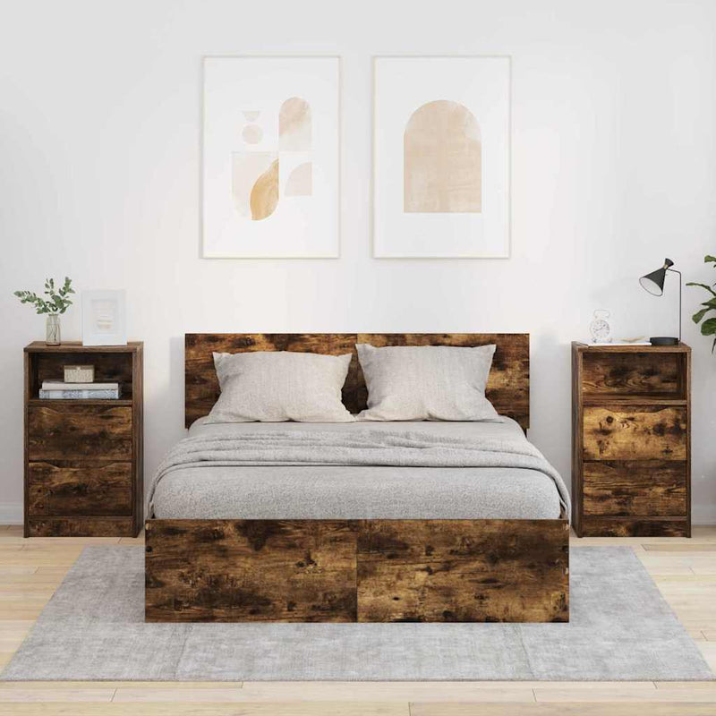 vidaXL Éjjeliszekrények 2 pcs Füstölt tölgy 40 x 30 x 467 cm Faanyag