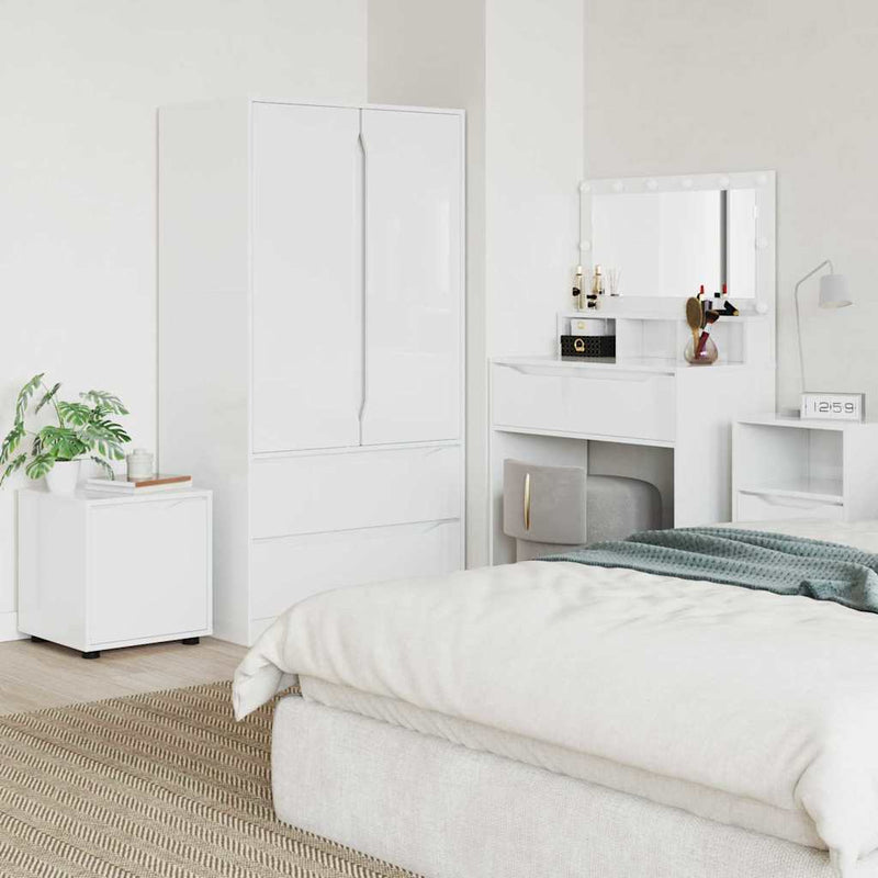 vidaXL Fürdőszoba Székény Magas Fényű Fehér 40,5 x 40 x 44 cm Faanyag