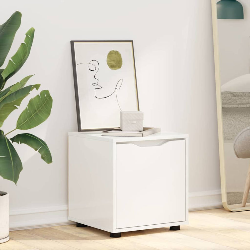 vidaXL Fürdőszoba Székény Magas Fényű Fehér 40,5 x 40 x 44 cm Faanyag