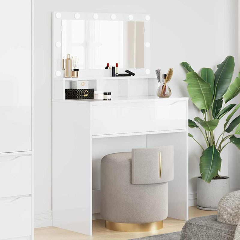 vidaXL Hálószobai Öltözködő Asztalok fiókkal Magas Fényű Fehér