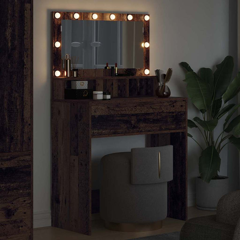 vidaXL Hálószobai Öltözködő Asztalok Öreg fa 80 x 39,6 x 135 cm