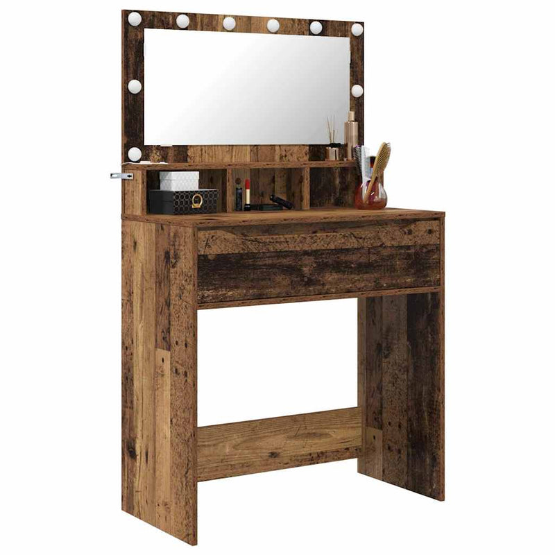 vidaXL Hálószobai Öltözködő Asztalok Öreg fa 80 x 39,6 x 135 cm